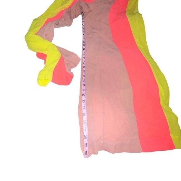 NEW House of CB Margot Women Size Medium Pants Beach Wide Leg Yellow Neon Coral - Picture 9 of 12